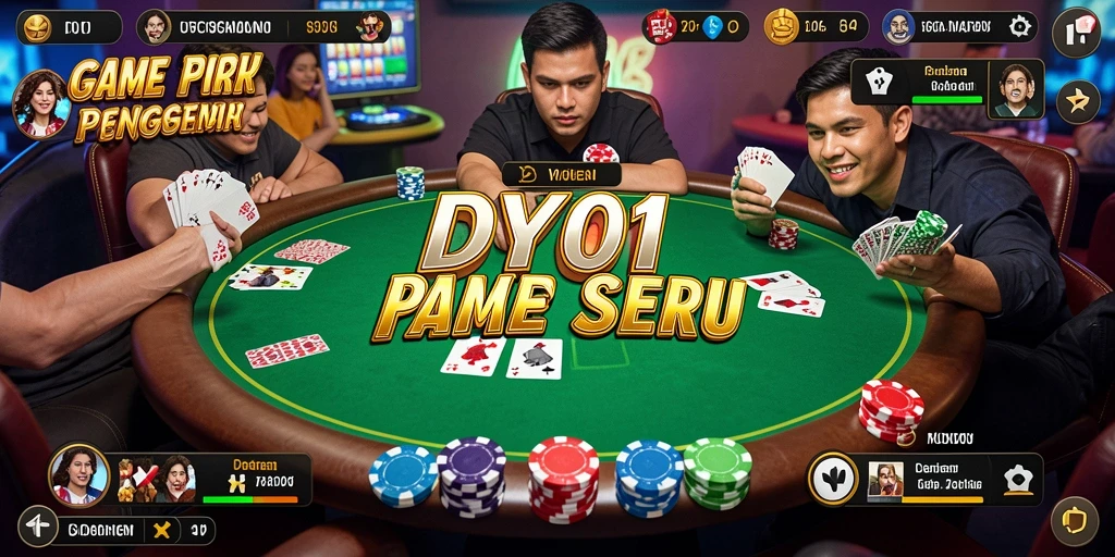 Tangkapan layar dari gameplay DY01 menunjukkan momen mendebarkan dalam permainan Poker.