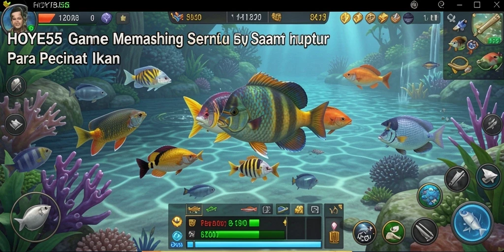 Tampilan gameplay HOYE55 yang seru dan interaktif saat memancing.
