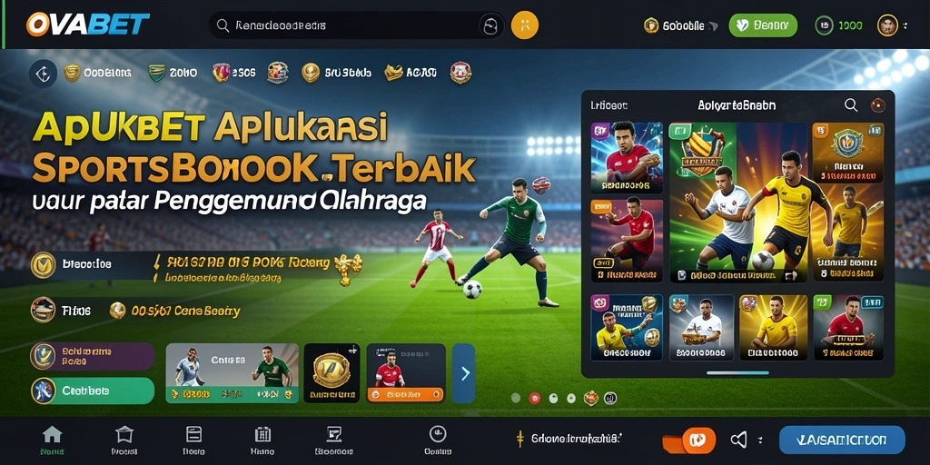 Screenshot utama OVABET menampilkan antarmuka aplikasi Sportsbook yang menarik.