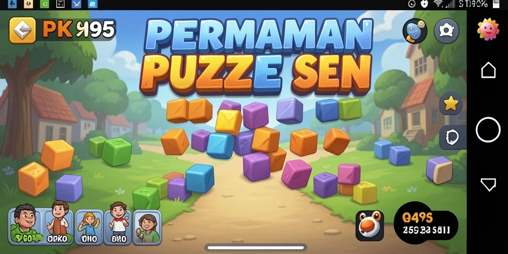 Tangkapan layar gameplay PK95 dengan berbagai teka-teki menarik.