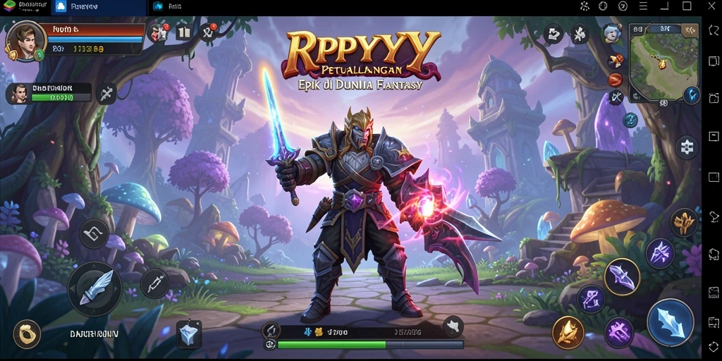 Tampilan gameplay menarik dari RPYYY saat bertarung di dunia fantasi.